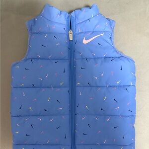 Nike Kids Light Blue Puffer Vest with Multicolor Swoosh